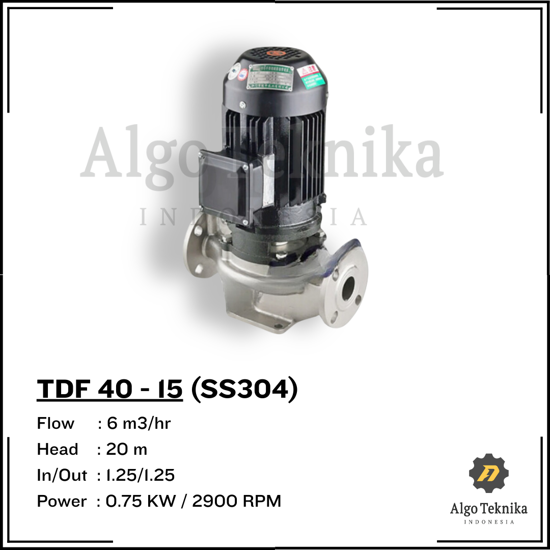 Chemical Vertical Inline Pump - Flugo TDF40-15 (SS304)
